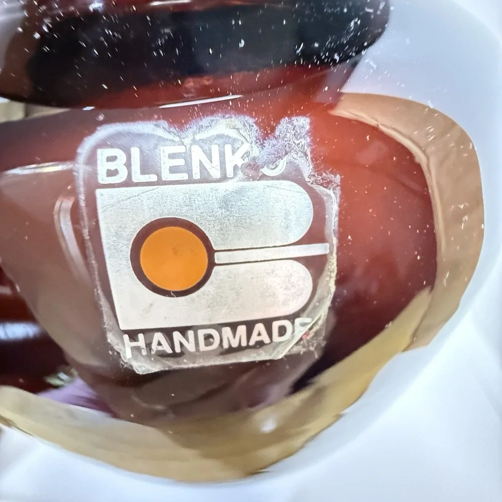 Vtg Blenko Glass Amethyst Vase, 1980-90s sticker  6.75